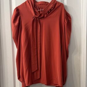 Women's Rust Tie-Neck Blouse